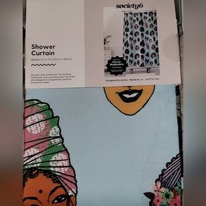 Society 6 Many Black Faces Shower Curtain Black Art by Dorcas Creates
